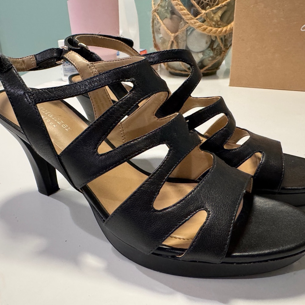 Naturalizer Black Strappy Heels
